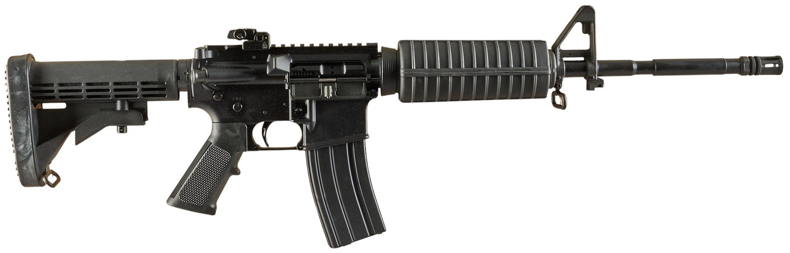 PSA PA-15 5.56 NATO Semi Auto Rifle: Serial: DCSF130839 Manufacturer: Palmetto State Armory Model: PA-15 Caliber: 5.56 NATO (1/7 twist) Barrel length: 17.5 in. w/ flash hider OAL: 32.5-35.75 in. Condition: Very good; lightly used conditi
