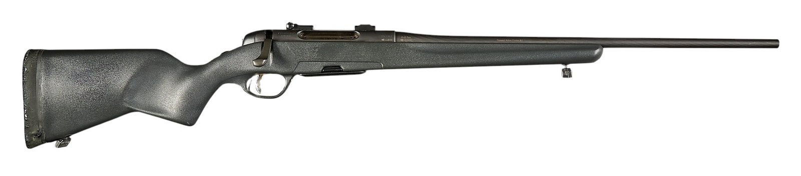 Steyr Safebolt 25-06 Rem Bolt Action Rifle: Serial: 1041367 Manufacturer: Steyr Mannlicher-Austria / Dynamic Nobel Model: Safebolt Caliber: 25-06 Rem Barrel length: 24 in. OAL: 44.25 in. Condition: Good-used; light handling marks; bore is good 