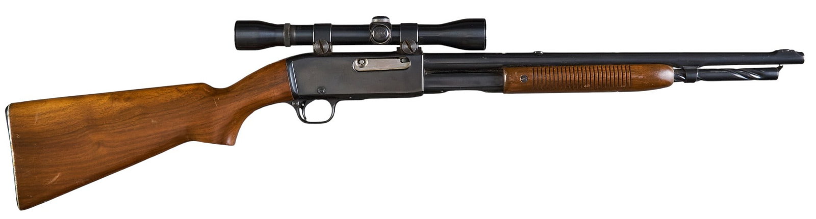 Remington Model 14 30 Rem Slide Action Rifle: Serial: C64250 Manufacturer: Remington (c. 1917-1921) Model: 14 Caliber: 30 Rem Barrel Length: 18.5 in. OAL: 37.5 in. Condition: Good-refinished; appears to have been reblued; light wear; bore is good