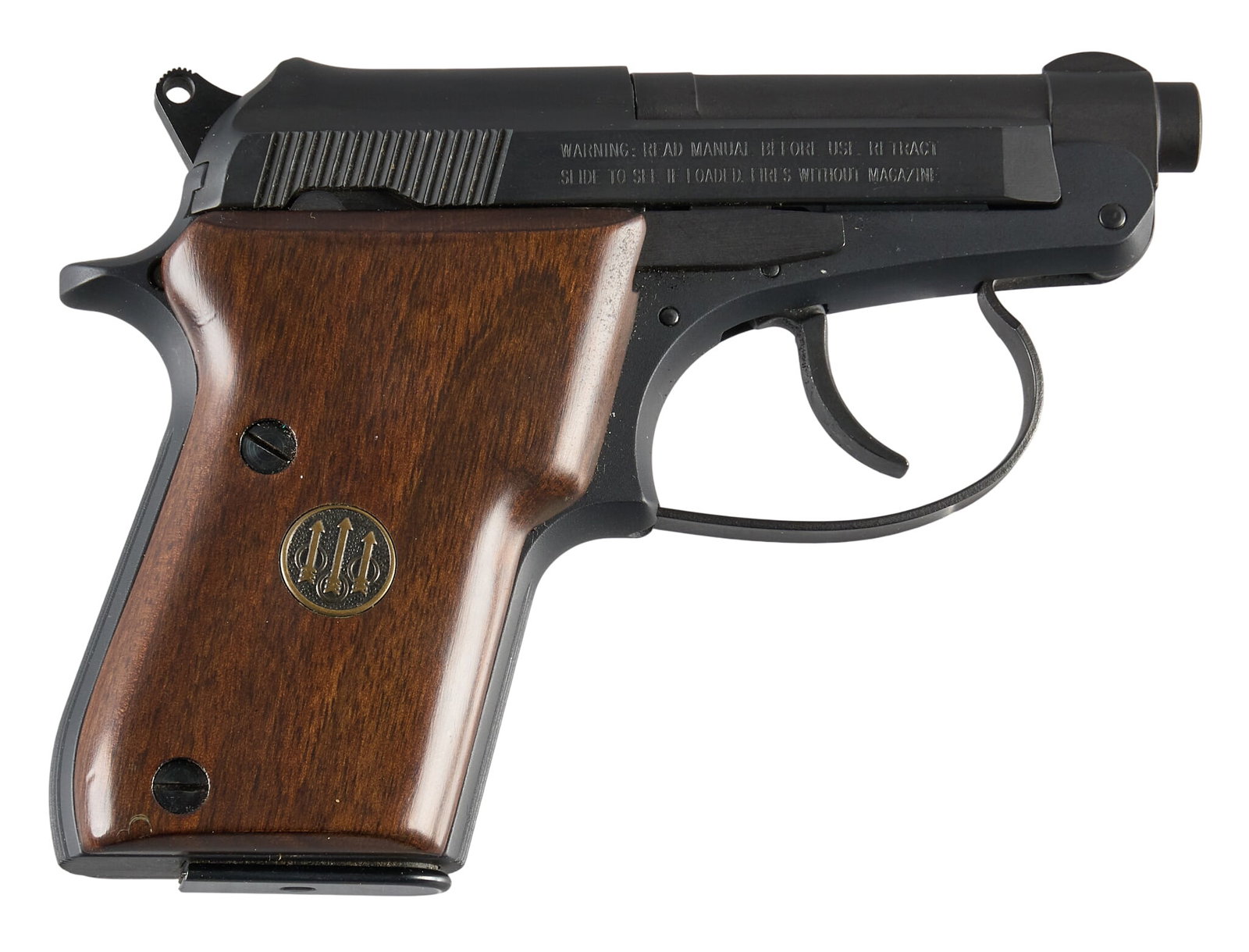 Beretta Model 21A 22 LR Semi Auto Pistol: Serial: DAA510094 Manufacturer: Beretta USA Corp. Model: 21A Bobcat Caliber: 22 LR Barrel length: 2.5 in. OAL: 5 in. Condition: Very good; very light handling marks; excellent bore Include