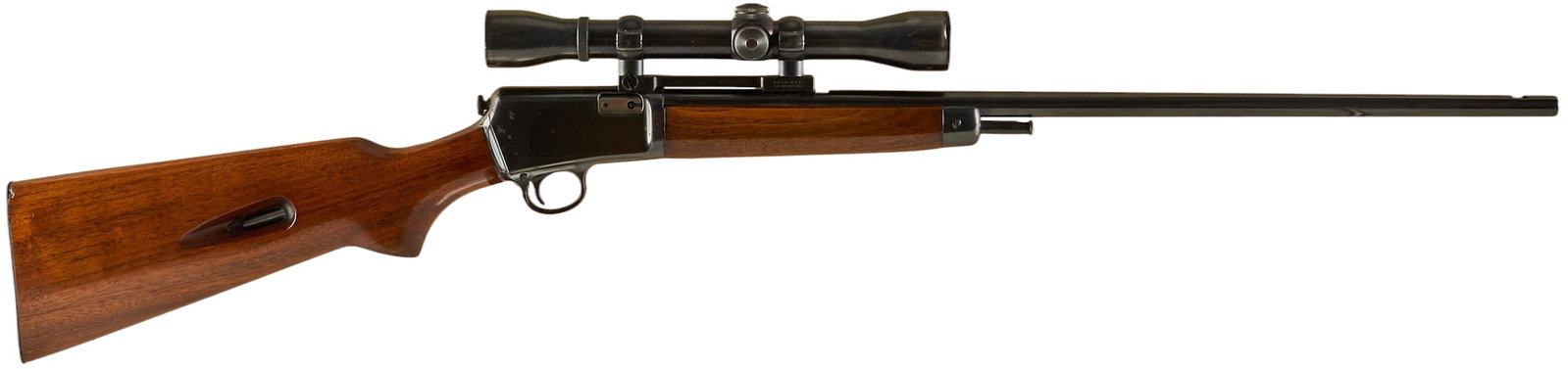 Pre-64 Winchester Model 63 22 LR Semi Auto Rifle: Serial: 147349 Manufacturer: Winchester (c. 1956) Model: 63 Caliber: 22 LR Barrel Length: 23 in. OAL: 39.25 in. Condition: Good; mostly light wear & handling marks; some pressure dents & scrat