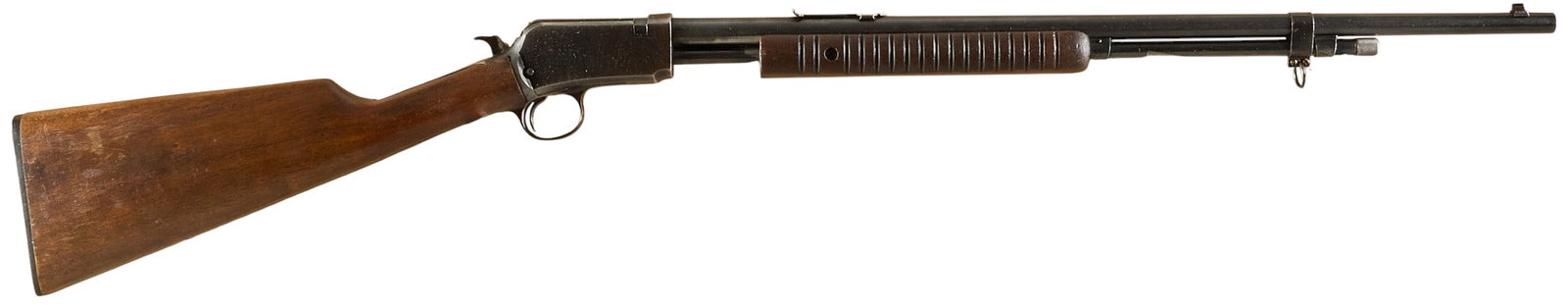 Winchester Model 62A 22 Short Slide Action Rifle: Serial: 381237 Manufacturer: Winchester (c. 1957) Model: 62A Caliber: 22 Short Barrel Length: 23 in. OAL: 39.5 in. Condition: Good; mostly light wear & handling marks commensurate with age; light 