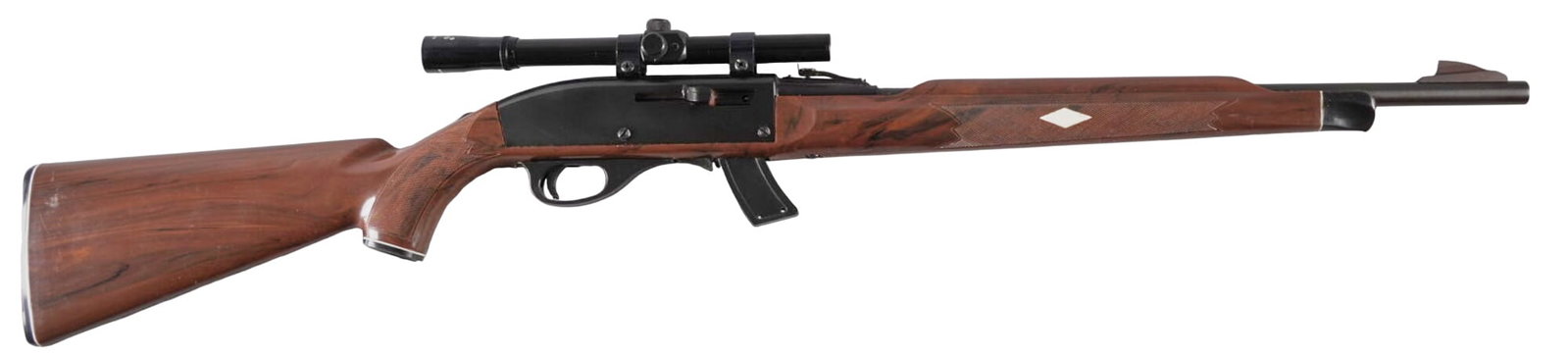 Remington Mohawk 10C 22LR Semi Auto Rifle: Serial: A2156461 Manufacturer: Remington (c. 1978) Model: Mohawk 10C Caliber: 22 LR Barrel Length: 19.5 in. OAL: 38.75 in. Condition: Very Good; very light wear & handling marks; bore is exc
