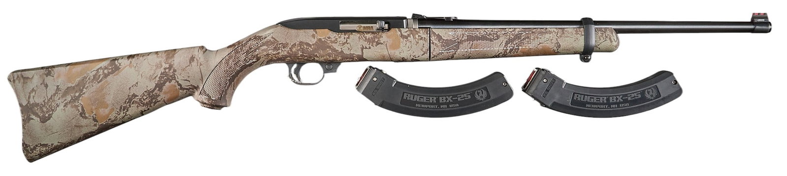 NIB NRA Edition Ruger 10/22 22 LR Takedown Carbine: Serial: NRA205751 Manufacturer: Ruger Model: 10/22 NRA Edition Caliber: 22 LR Barrel Length: 16.5 in. OAL: 37 in. Condition: Very Good - Like New; some very light handling marks; bore is bright & 