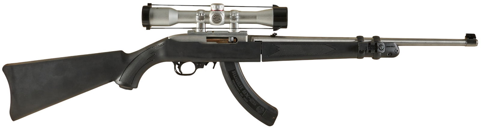 Ruger 10/22 50 Years LaserMax Takedown 22 LR Carbine W/ Carrying Case: Serial: 0001-35613 Manufacturer: Ruger (c. 2015) Model: 10/22 50 Years Takedown LaserMax Caliber: 22 LR Barrel length: 18.75 in. OAL: 37 in. Condition: Very good; slight signs of handling/wear; e