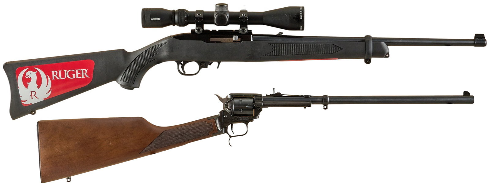 Ruger 10/22 & Heritage Rough Rider Rancher Carbine 22 LR Rifles: Serial: (1) 0026-45741 ; (2) 1BH695658 Manufacturer: (1) Ruger; (2) Heritage Arms Mfg. Model: (1) 10/22; (2) Rough Rider Rancher Carbine Caliber: 22 LR Condition: Good/Very Good; some light wear &