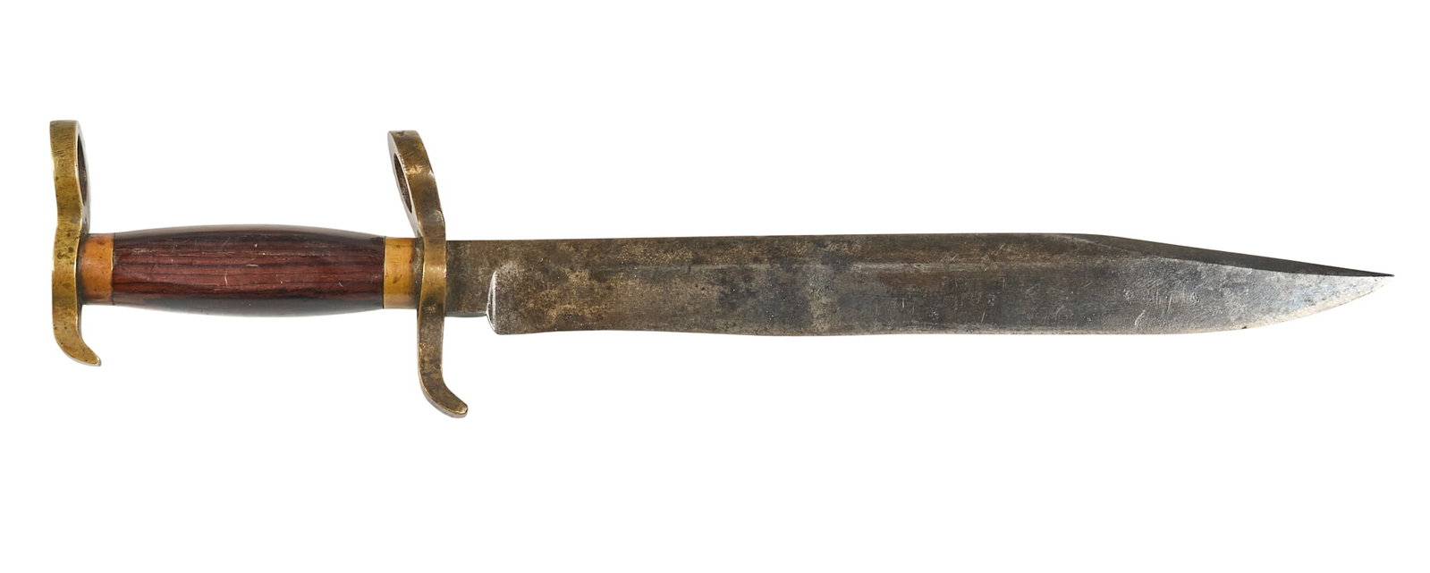 Rare Civil War Confederate Potts Pike Head Bayonet: Manufacturer: attributed to T.A. Potts, New Orleans (c. 1861) Model: Pike-Head Bowie bayonet Blade Length: 11.75 in. OAL: 16.5 in. Condition: Fair; balde has wear & patina commensurate w/ age; gri