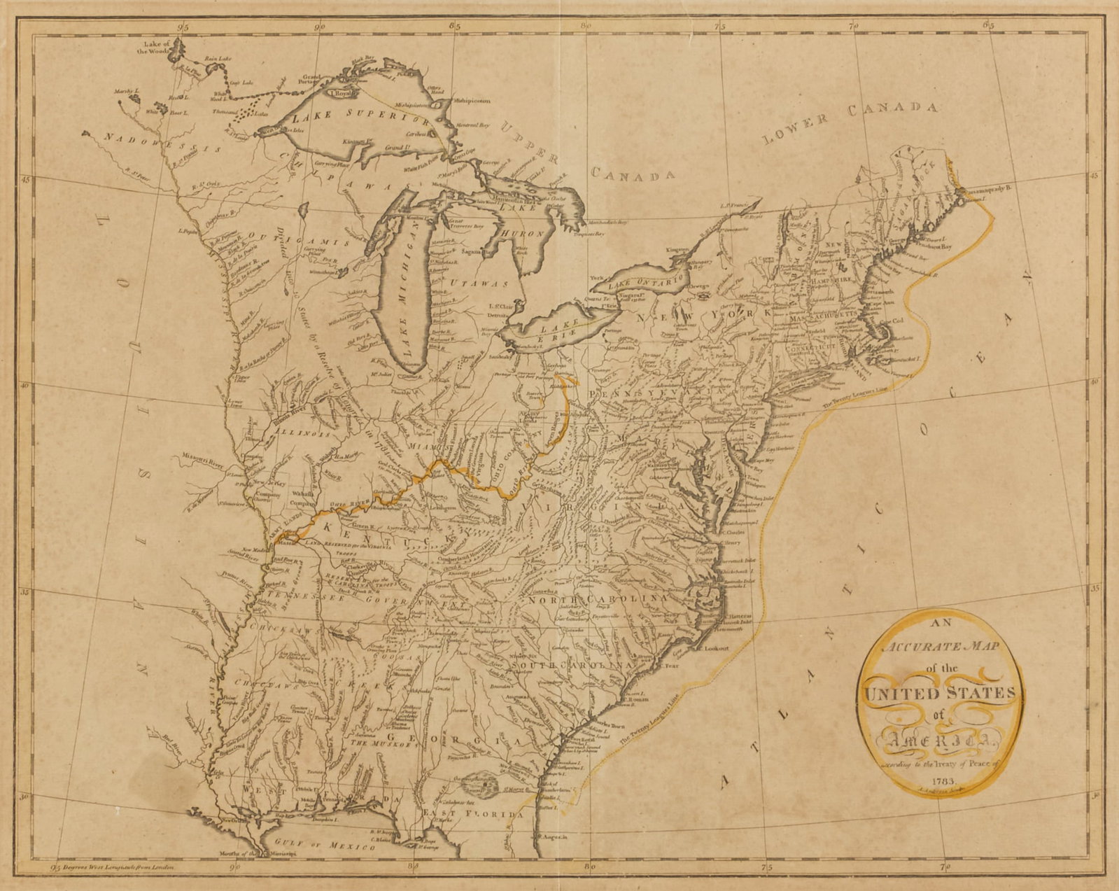 "An Accurate Map of the United States of America", A. Anderson, 1783 (1 of 3)