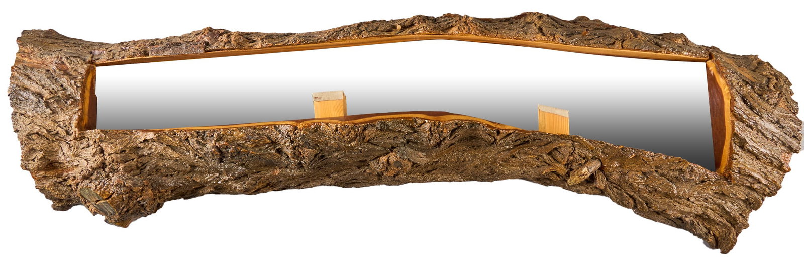 Custom Live Edge Log Rifle Display Case by Don Mar: Custom live-edge log rifle display case; fits a rifle up to 38 inches long; signed "Don Mar / 07" w/ arrow emblem Dimensions: 49 in. L x 15 in. H x 7 in. D Provenance: Property from the