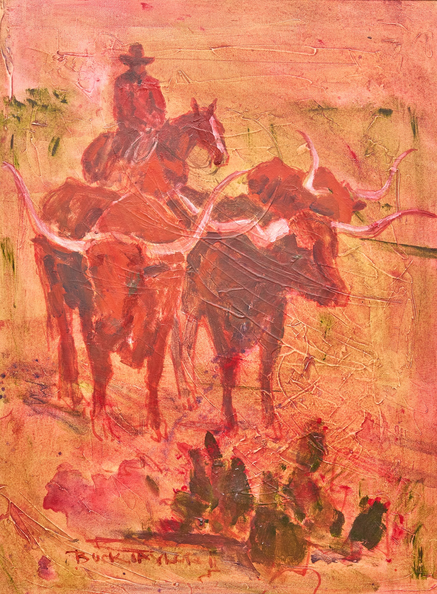 Buck Taylor, "Almost Home": Buck Taylor (California / Texas, b. 1938), "Almost Home", oil on canvas, signed and dated lower left, 2006 sight: 24 x 18 in., frame: 32 x 25.5 in. Provenance: Property from a home in Azle,