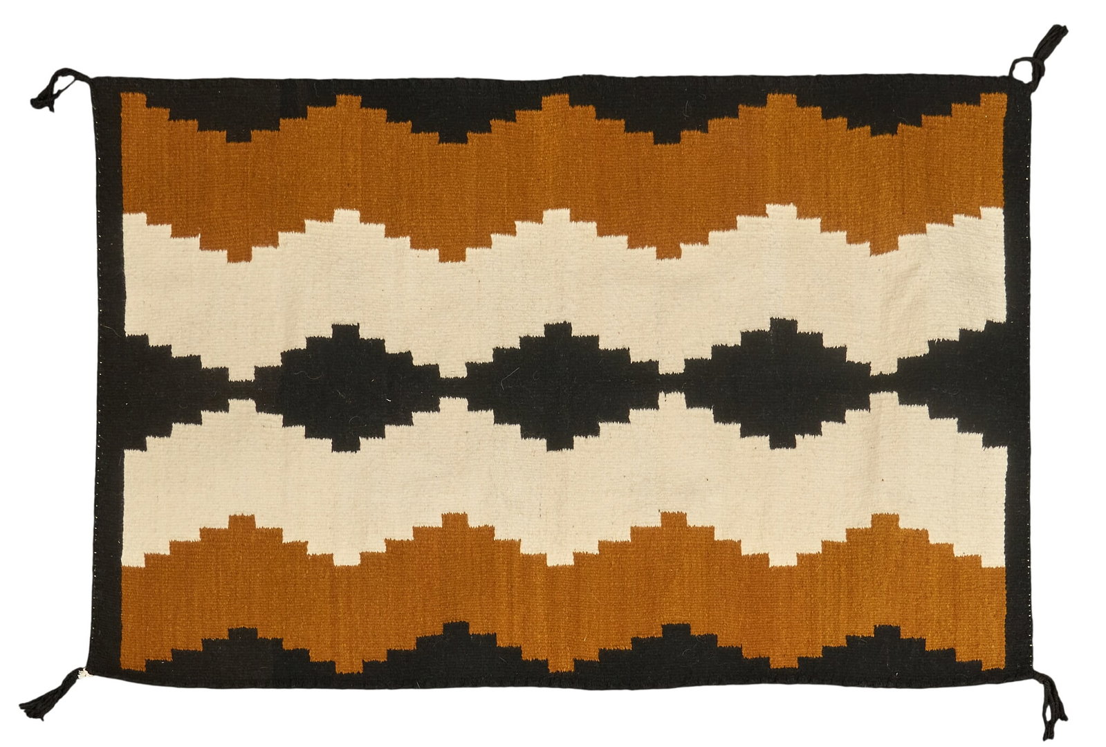 Large Handwoven Navajo Textile: Large handwoven Navajo textile 5 ft. 9 in. x 3 ft. 3 in. Provenance: Property from a home in San Antonio, Texas 