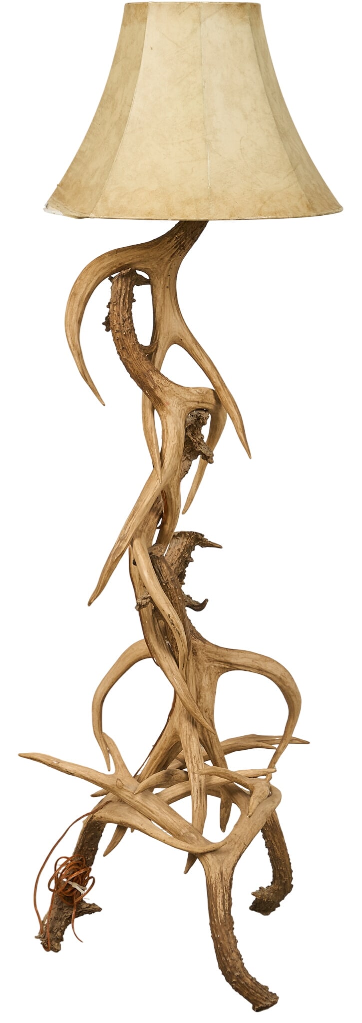 Vintage Ranch Style Floor Lamp: Vintage ranch style faux antler floor lamp, in working condition height 62 in. x width 17 in. x depth 17 in. Provenance: From the historic 1915 Crumley Ranch. Dripping Springs, Texas