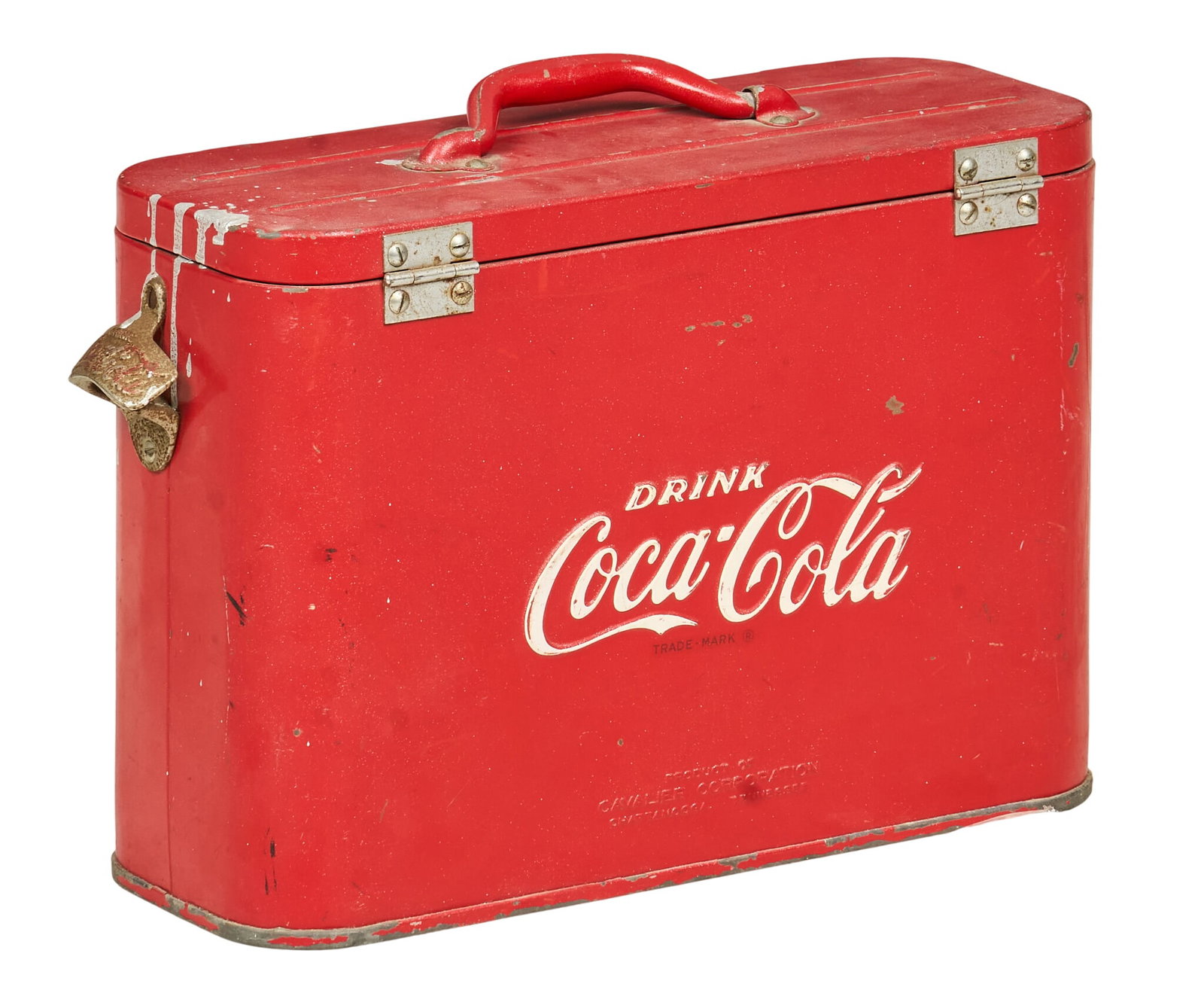Rare Vintage Coca-Cola Airline Cooler: Rare vintage Coca-Cola airline cooler with bottle opener height 12 in. x width 18 in. x depth 7 in. Provenance: Property from a home in San Antonio, Texas