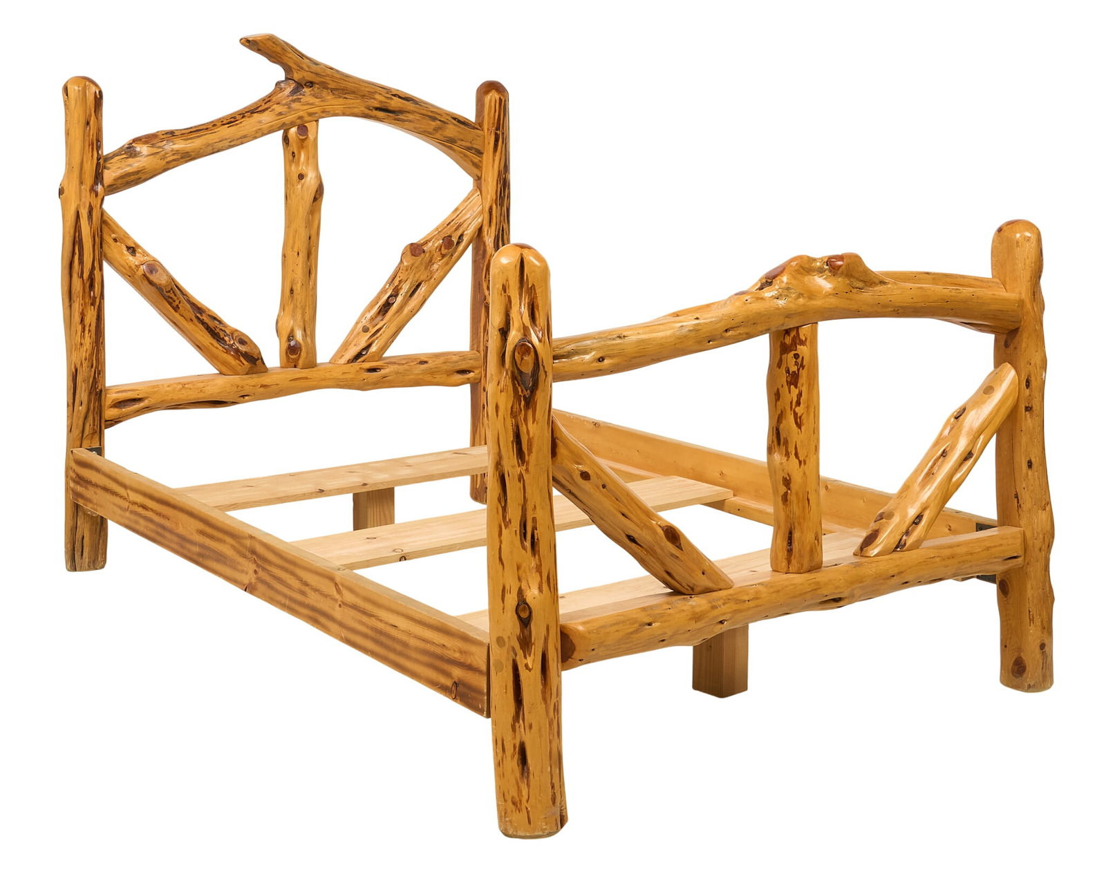 Cedar Bedframe: Live edge cedar bedframe, full size height 57 in. x width 86.5 in. x depth 56.5 in. inside: 79.5 in. x 53.5 in. 