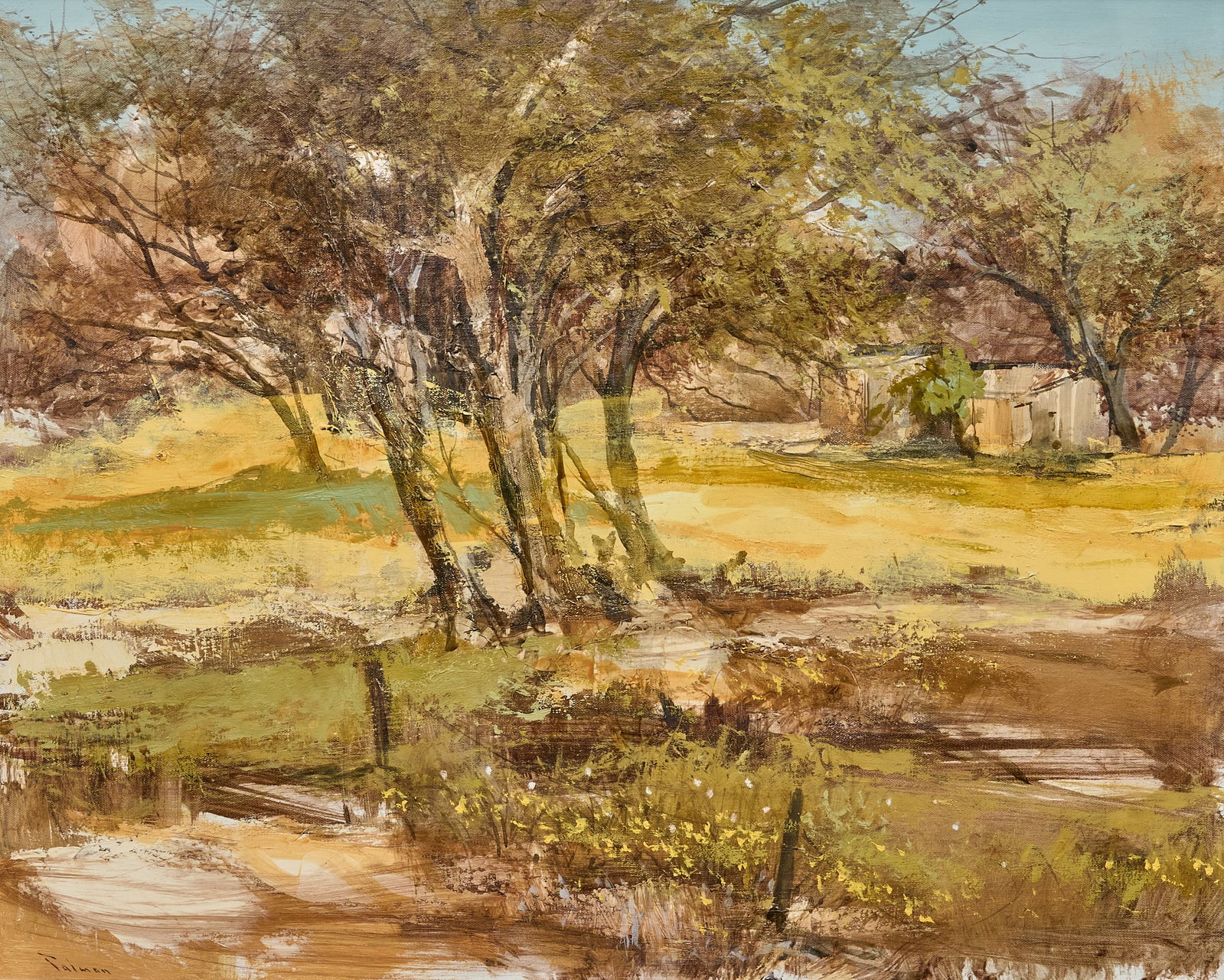 Walter McCown, Texas Landscape: Walter Edwin McCown (Texas, 1932-1994), Texas landscape, oil on canvas, signed lower left with his psuedonyn, Talman sight: 24 x 30 in., frame: 31 x 37 in. Provenance: Property from a home in