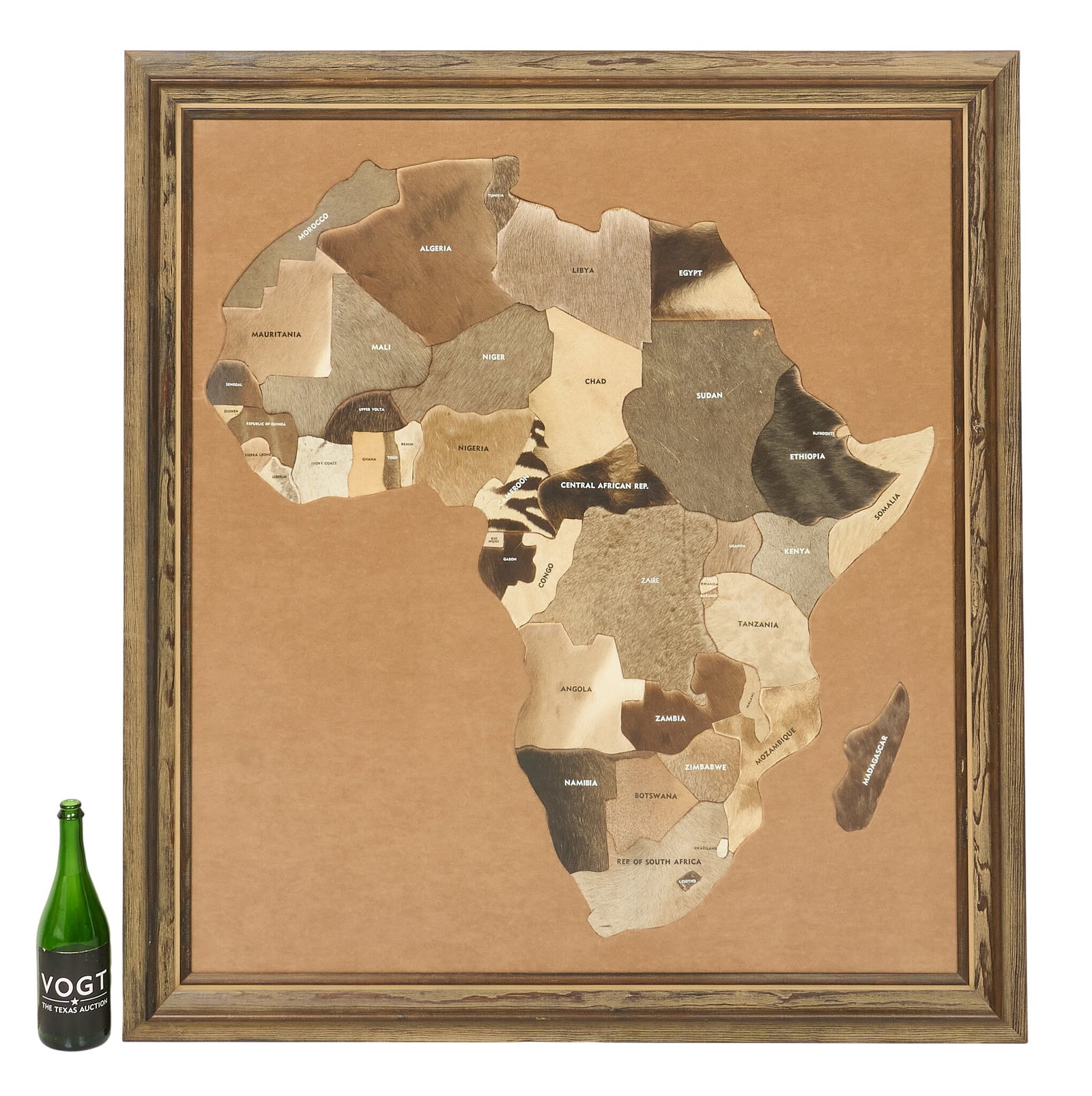 Framed Hide African Map - 2