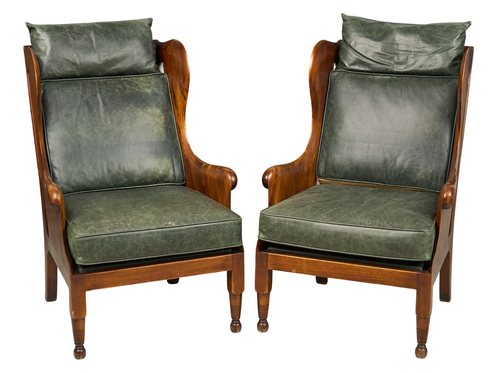 Pair of Van Theil & Co., Armchairs: Pair of Van Theil & Co., leather wingback armchairs height 42 in. x width 29 in. x depth 36 in. Provenance: Property from a home in San Antonio, Texas 