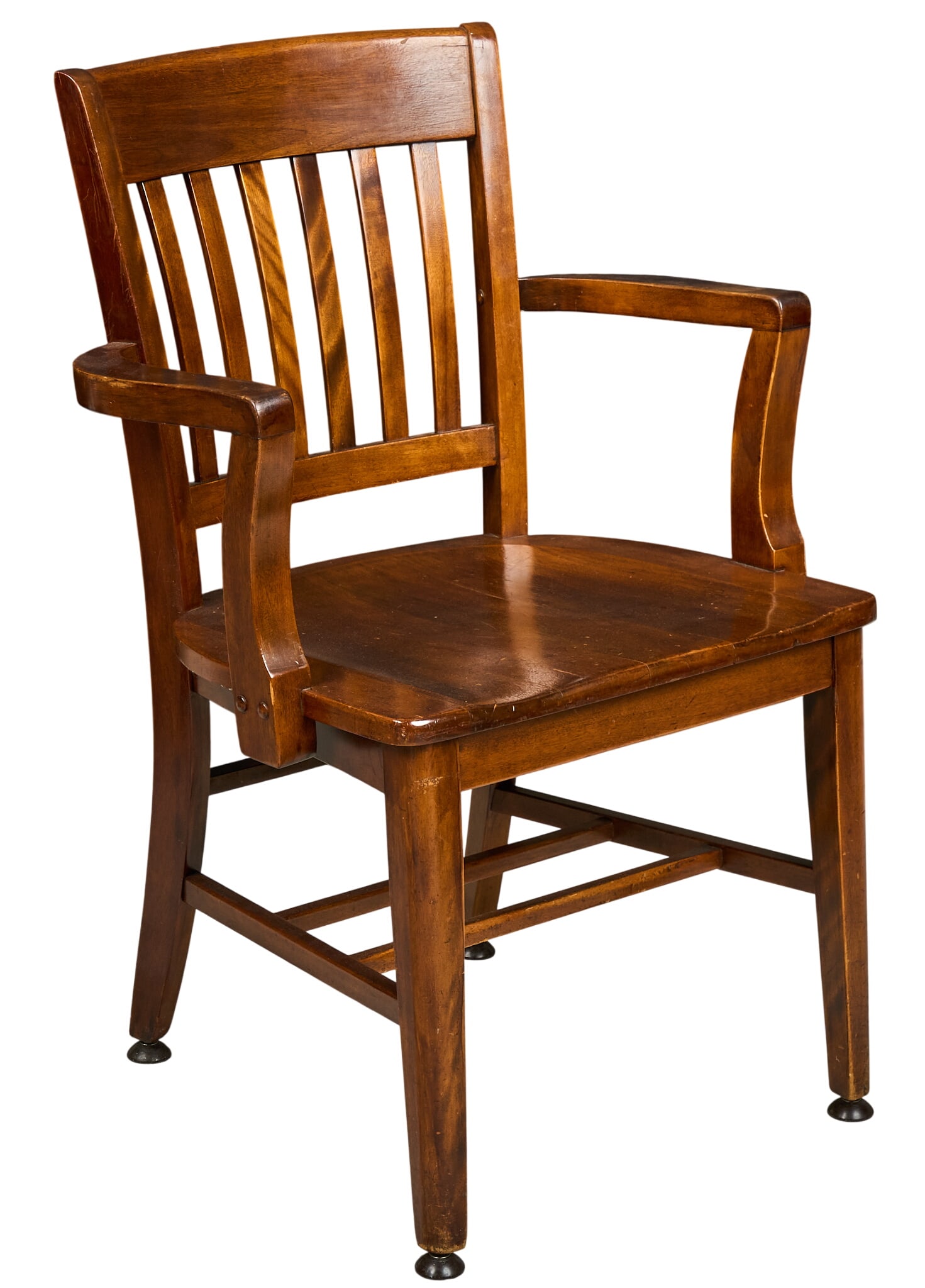 Vintage Office Chair: Vintage office chair with slat back and armrests height 36 in. x width 25 in. x depth 23 in. Provenance: Property from a home in San Antonio, Texas 