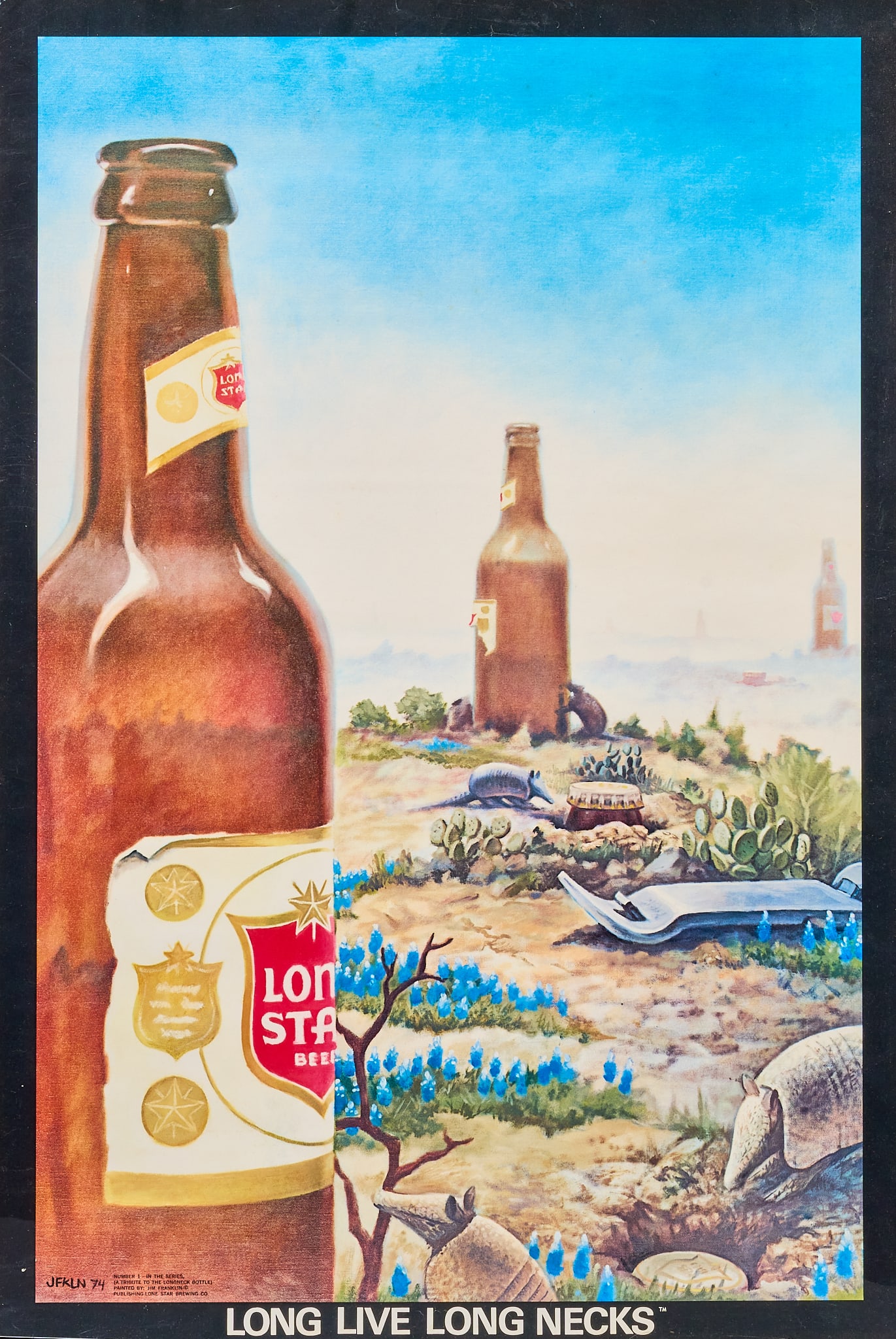Framed Lone Star Beer "Long Live Long Necks" Poster (1 of 3)