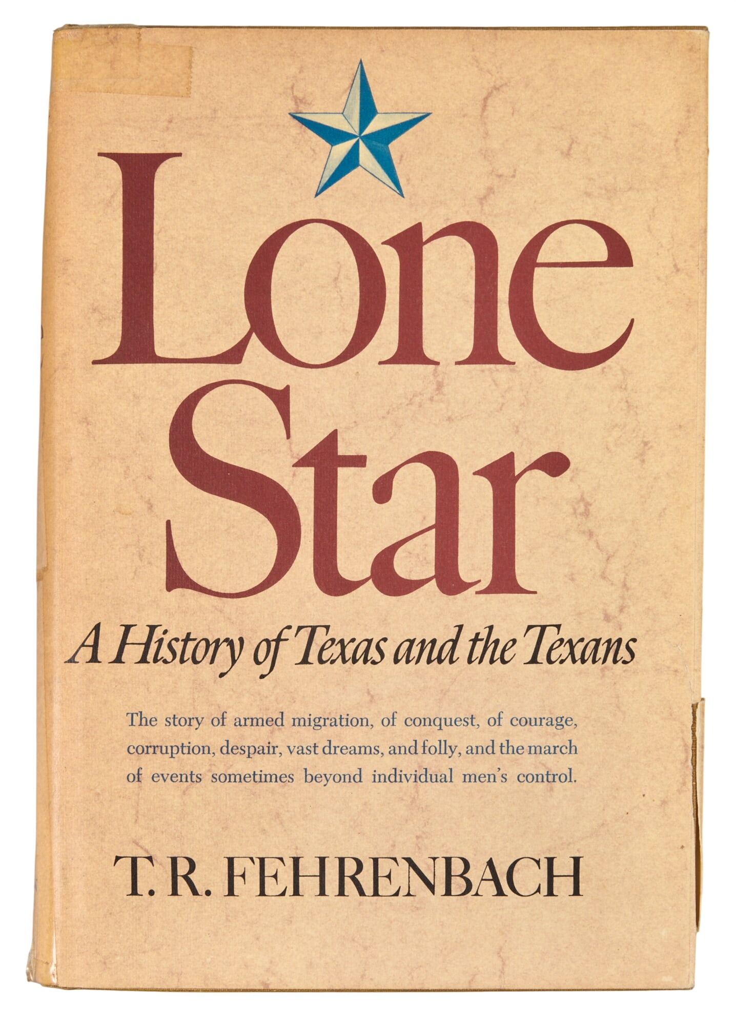 1st Ed. "Lone Star" 1968, T. R. Fehrenbach: First edition copy of 1968 "Lone Star" by T. R. Fehrenbach, published by The Macmillan Company (New York, NY), 761 pages, hardcover with dust jacket, octavo Provenance: Property from a home 