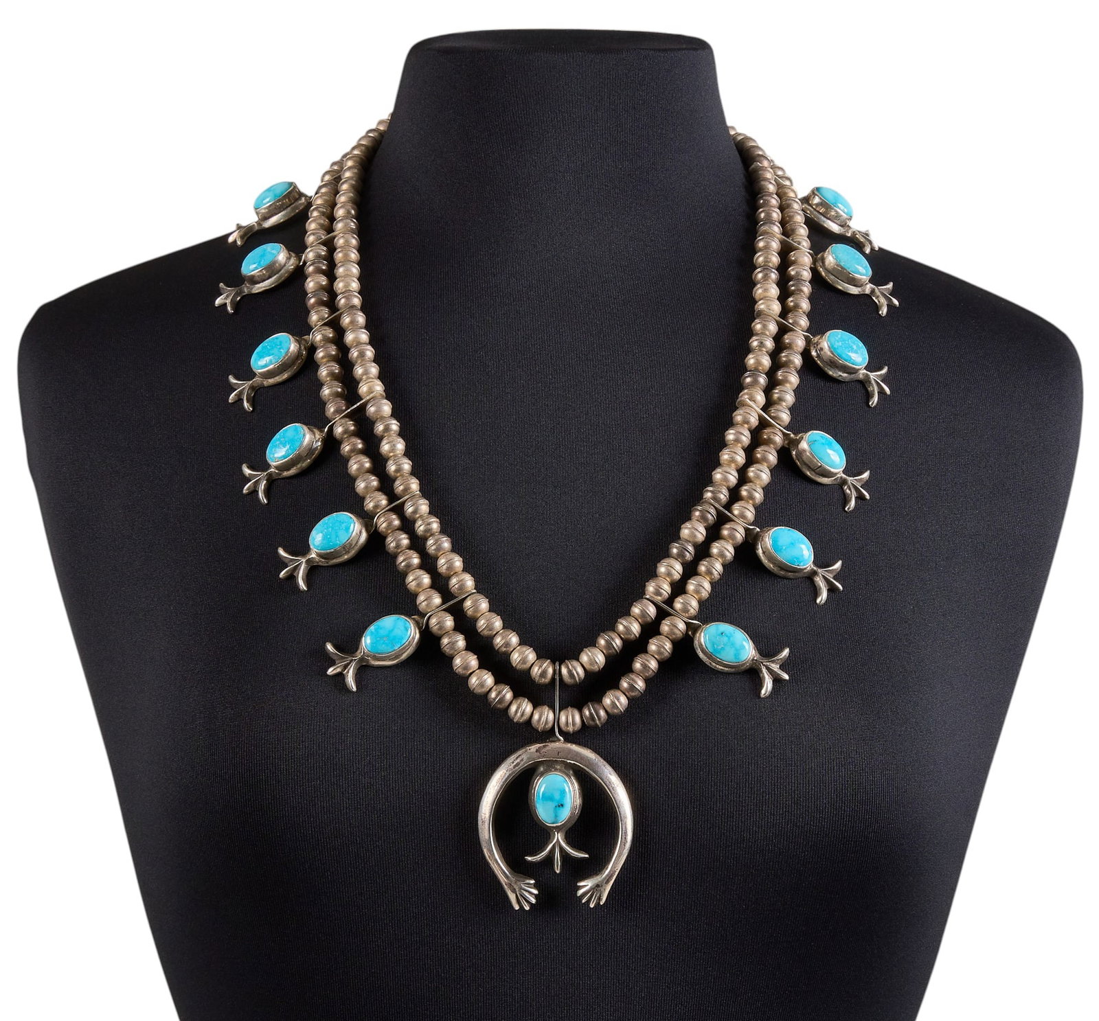Sterling & Kingman Turquoise Squash Blossom (1 of 3)
