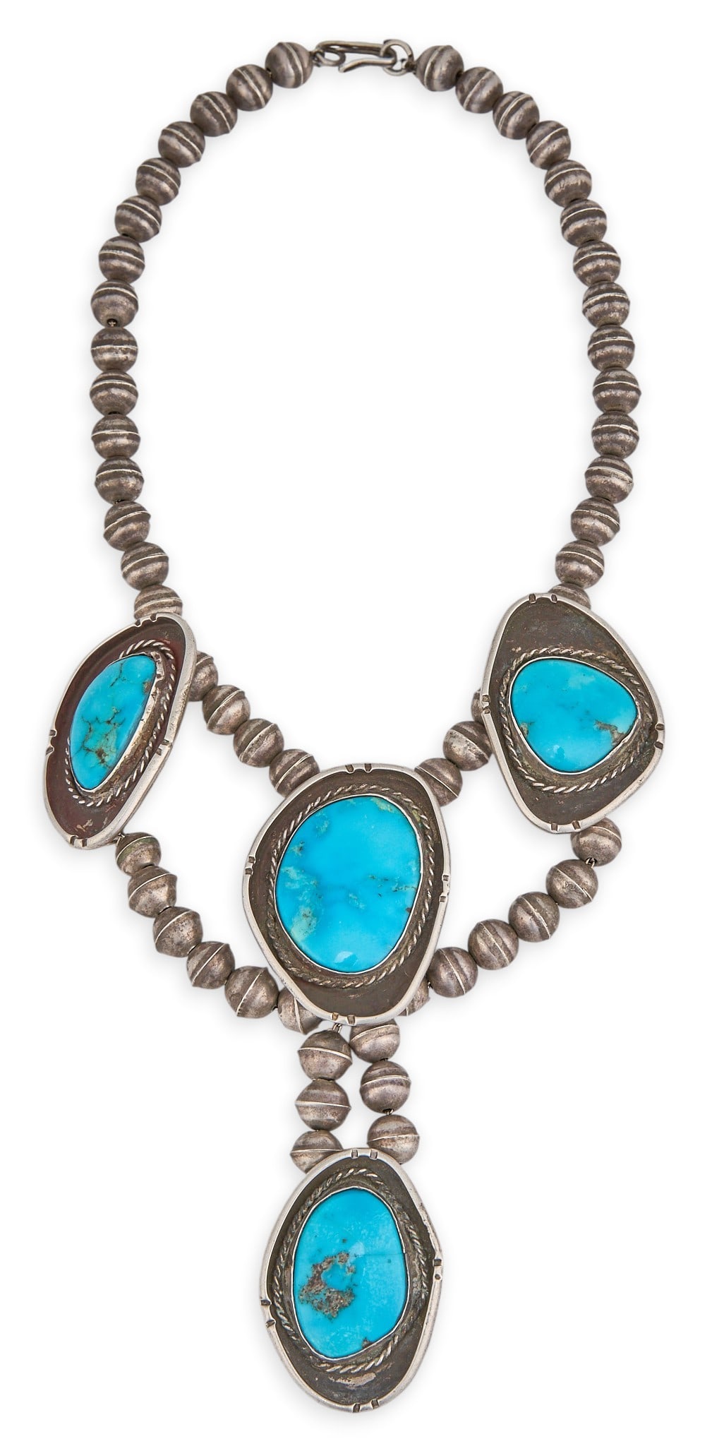 Vintage Sterling & Turquoise Choker Style Necklace (1 of 3)