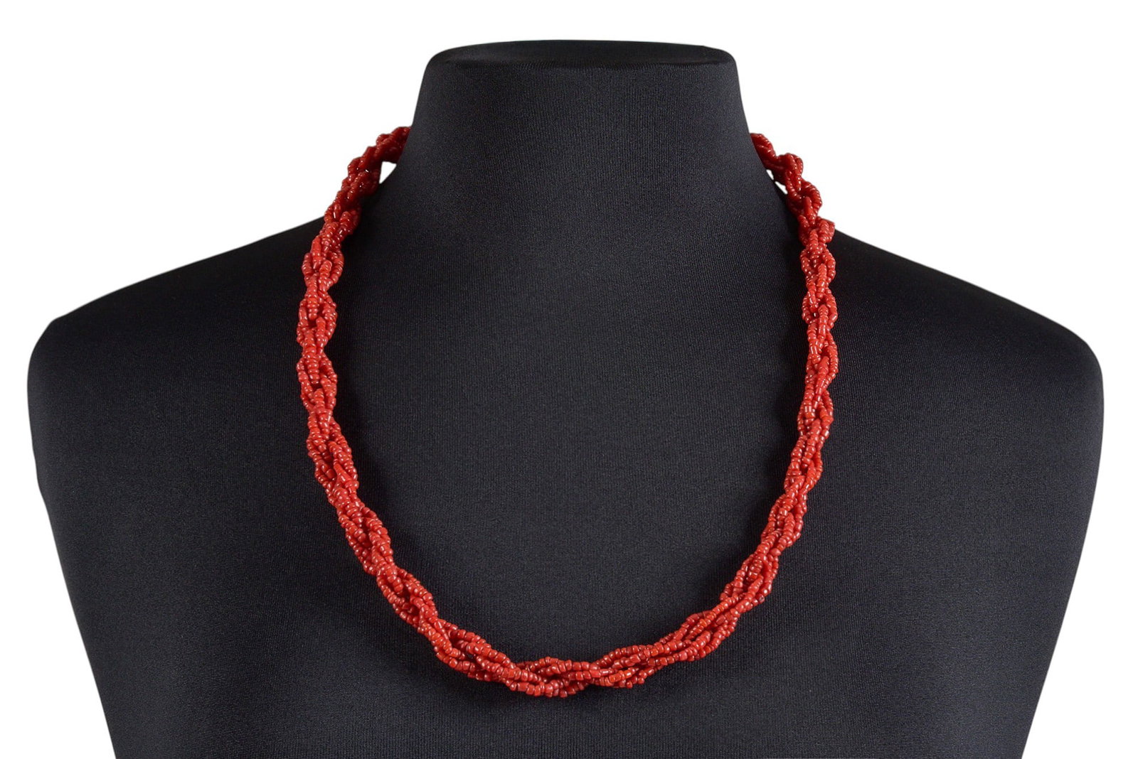 Twisted Multi-Strand Coral Beaded Necklace (1 of 3)