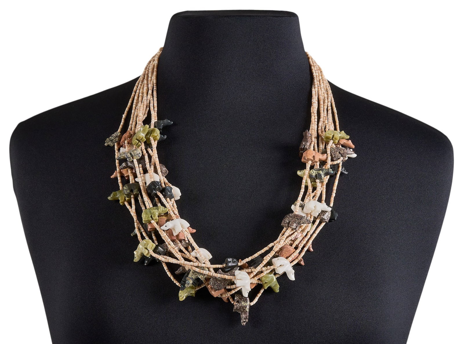 Zuni Ten-Strand Beaded Fetish Necklace (1 of 3)