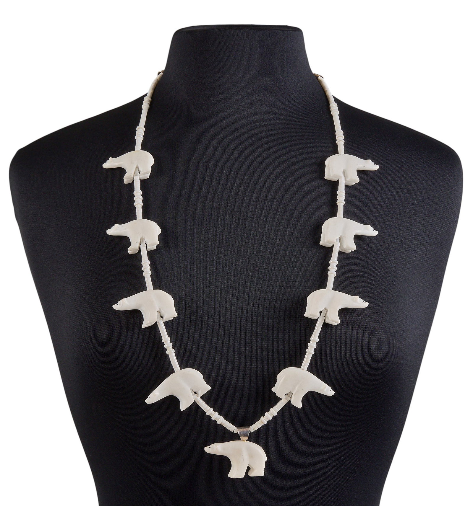 Zuni White Bear Beaded Fetish Necklace (1 of 3)