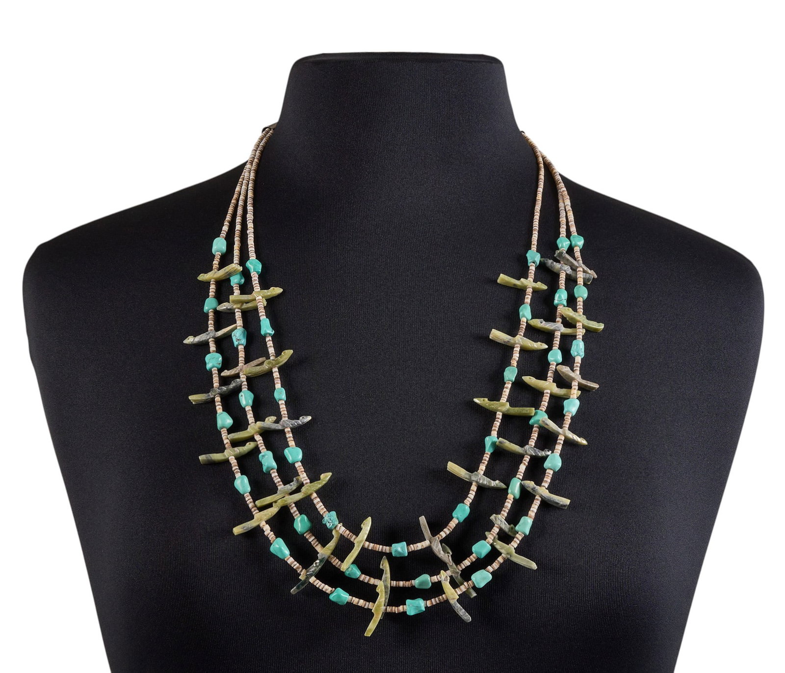 Zuni Beaded Turquoise Bird Fetish Necklace (1 of 3)