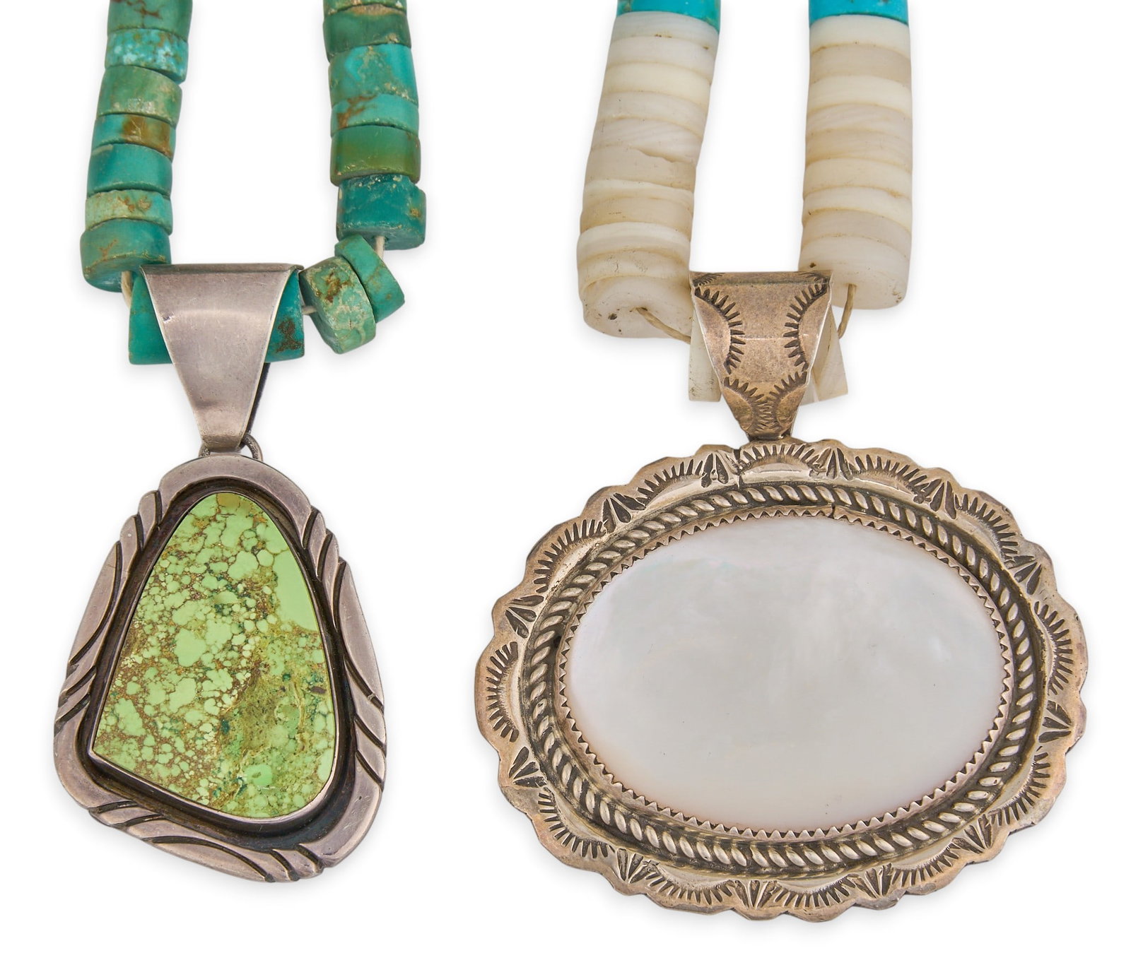 (2) Southwestern Sterling & Multi-Stone Pendant Necklaces (1 of 3)
