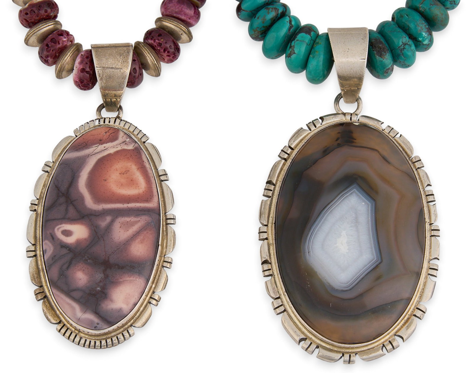 (2) Southwestern Sterling & Multi-Stone Pendant Necklaces (1 of 4)