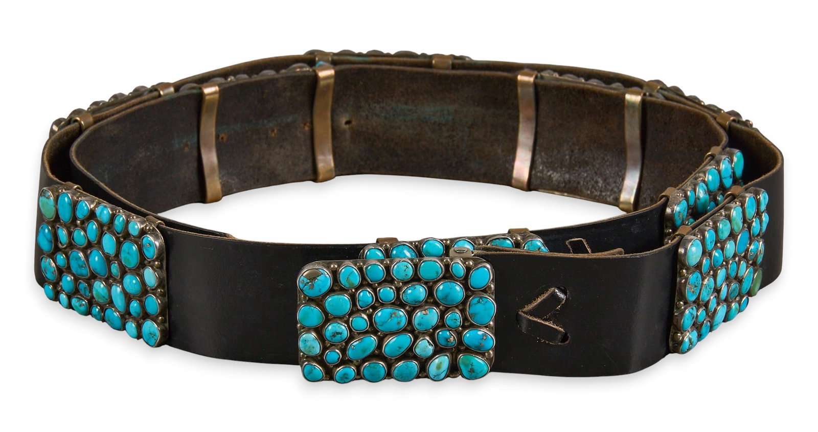 Sterling & Turquoise Cluster Concho Belt (1 of 5)