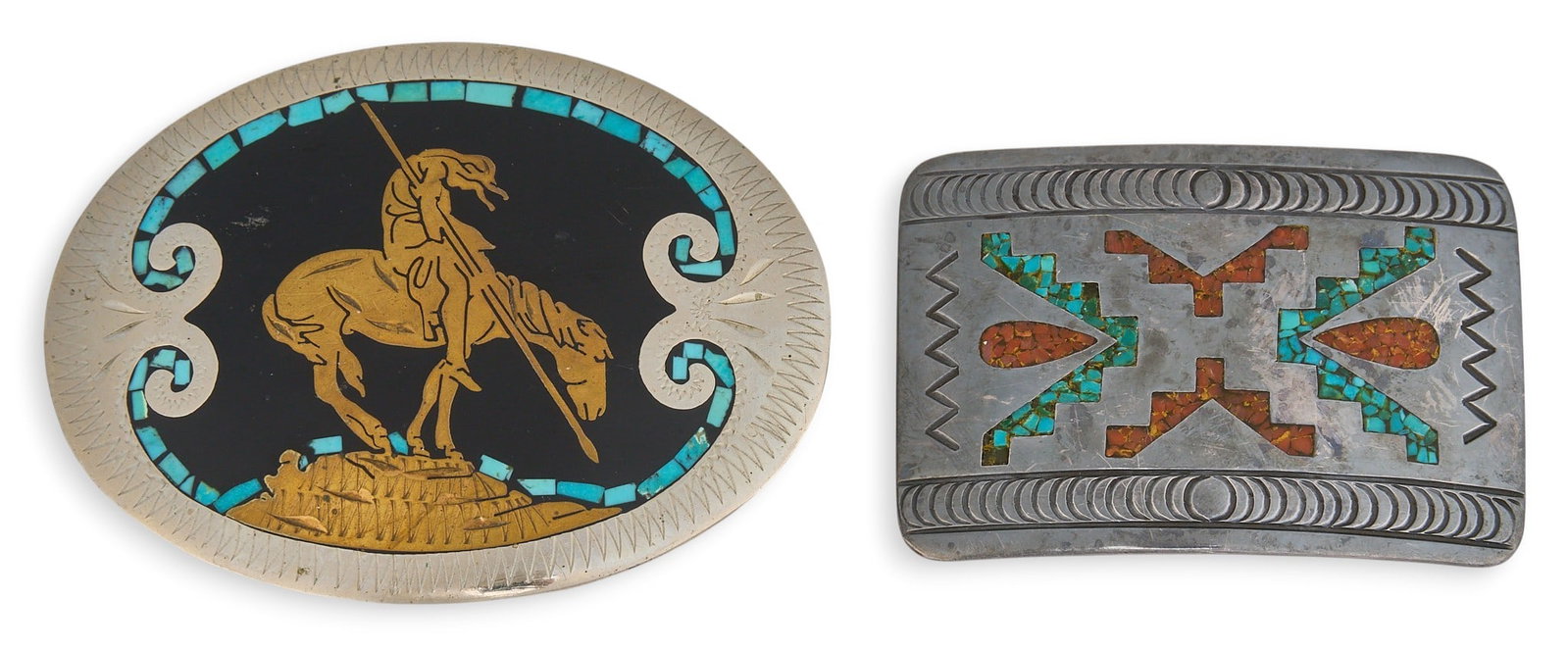 (2) Multi-Stone Inlay Buckles (1 of 3)