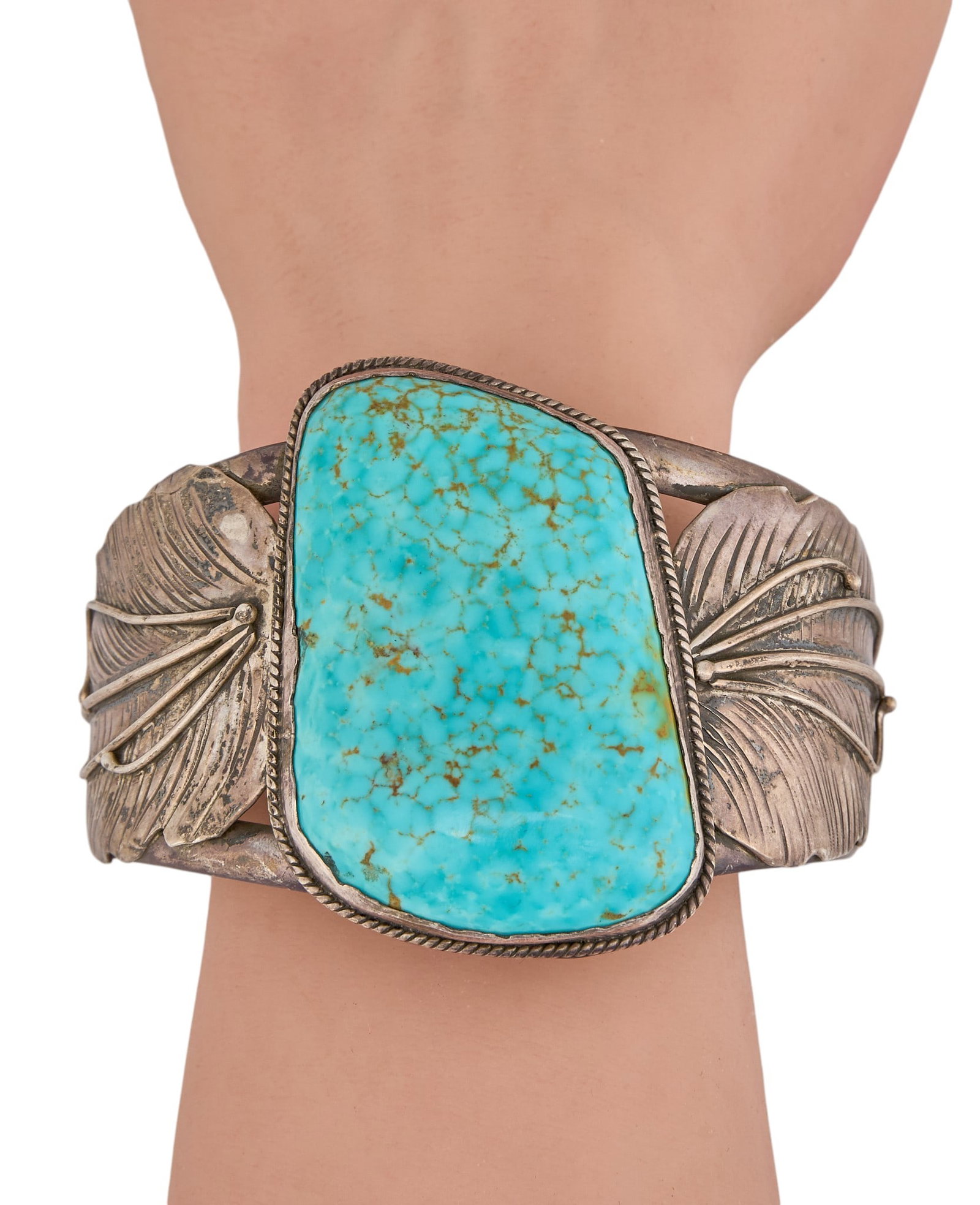 Substantial Turquoise Feather Cuff - 2