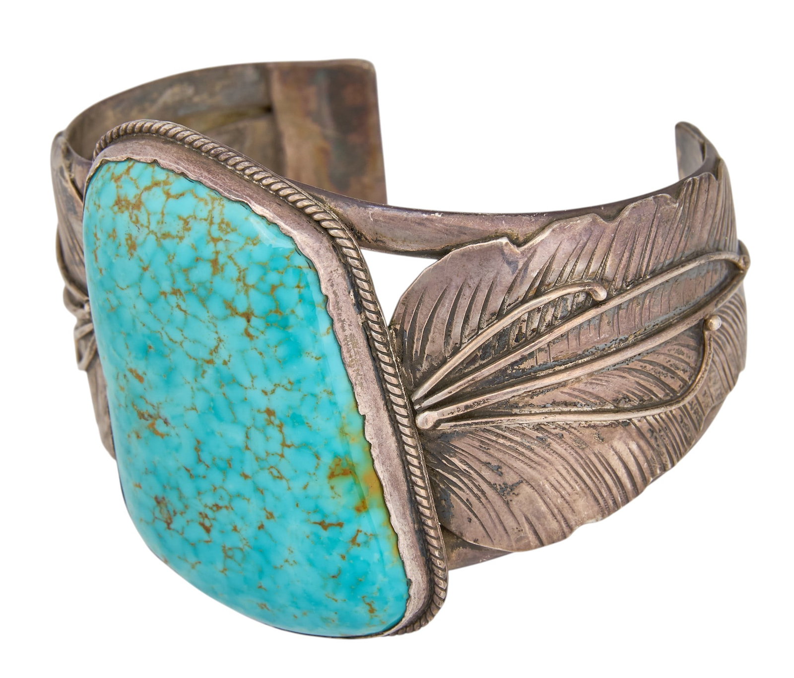 Substantial Turquoise Feather Cuff - 3