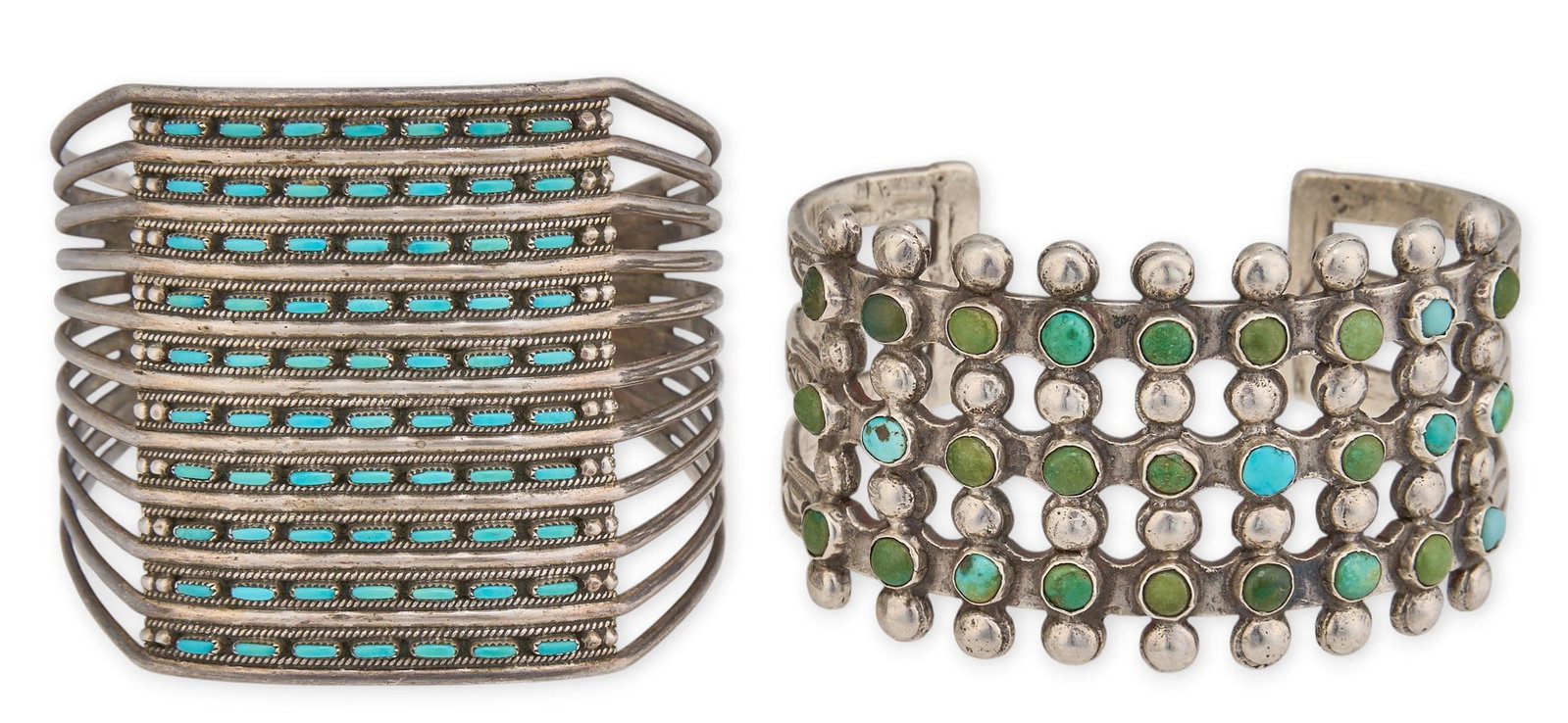 (2) Multi-Band Turquoise Cuffs (1 of 5)
