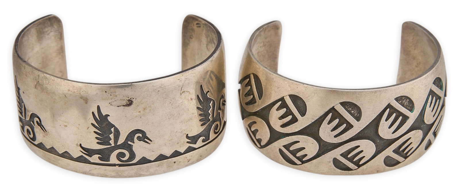 (2) Hopi Sterling Overlay Cuffs (1 of 5)