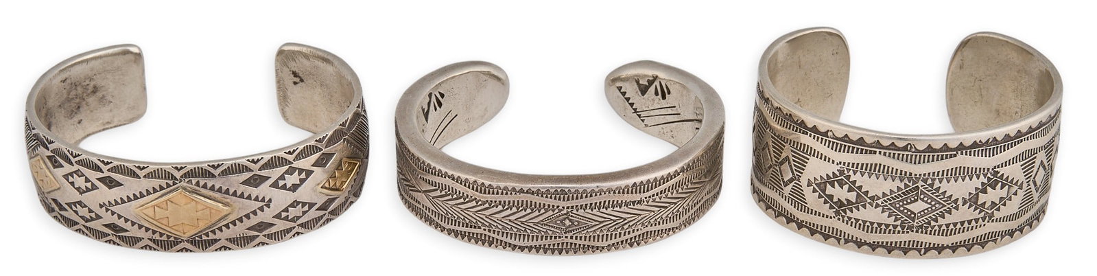 (3) Etched Sterling Silver Cuffs (1 of 6)