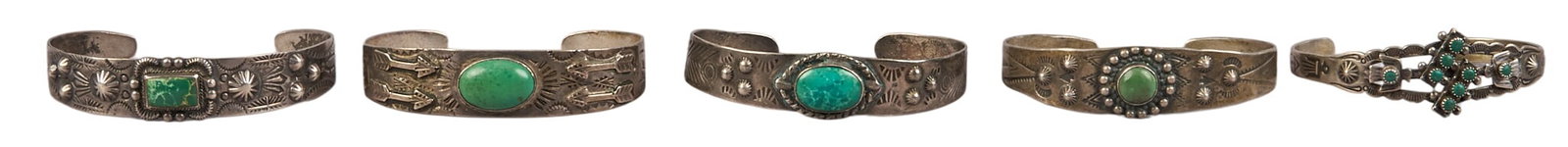 (5) Harvey-Era Green Turquoise Cuffs (1 of 5)