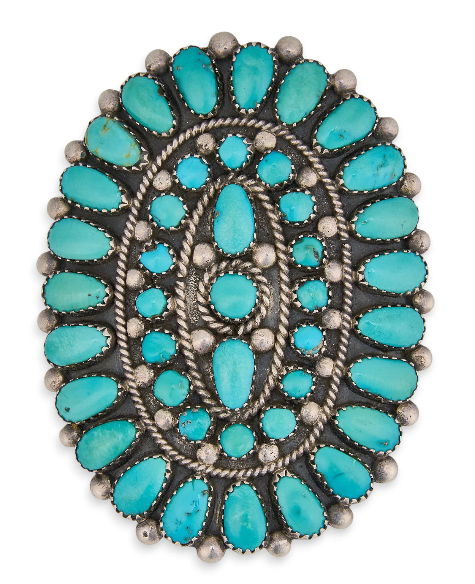 Substantial Sterling & Turquoise Cluster Ring (1 of 5)