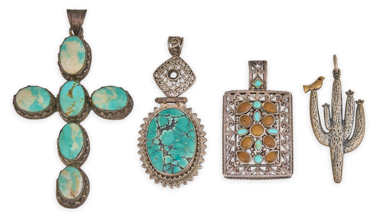 (4) Sterling & Turquoise Pendants (1 of 6)