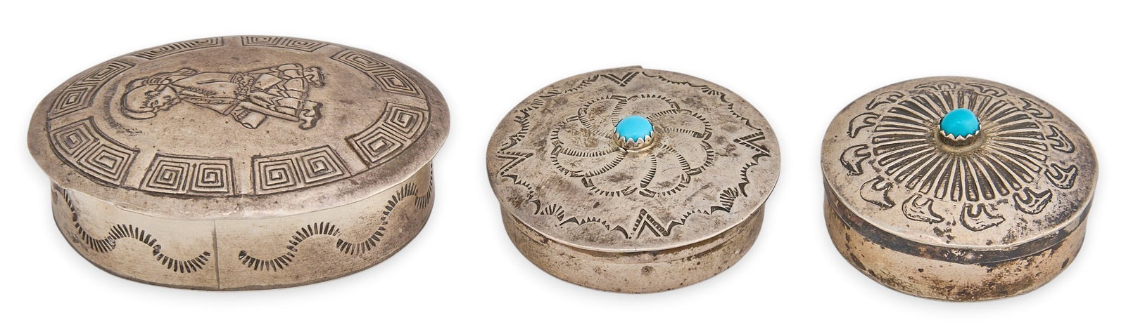 (3) Navajo Sterling Silver Pill Boxes (1 of 4)
