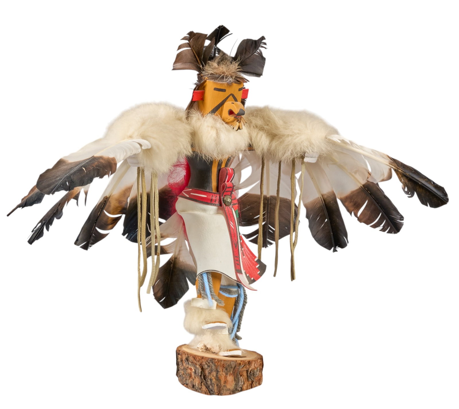 Unsigned Kachina Figure: Unsigned painted wood Kachina figure height 15 in. x width 17 in. x depth 7 in. Provenance: Property from a home in San Antonio, Texas 