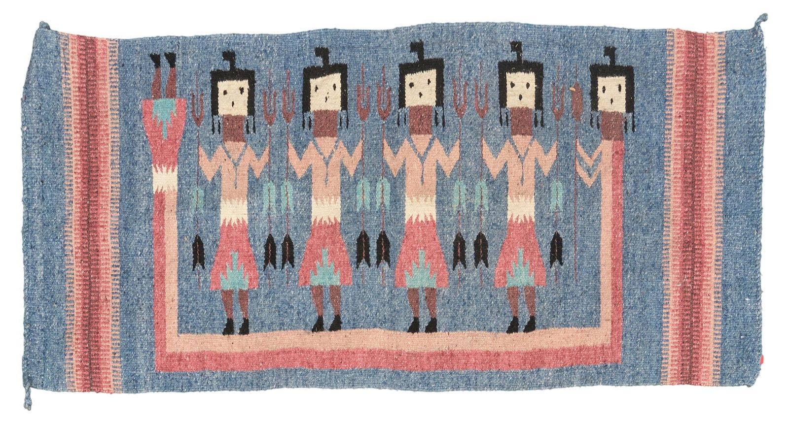 Yei Bei Chei Rug With Servant Figures, 5 ft. 2 in. x 2 ft. 6 in.: Hand-woven Yei Bei Chei rug with figural motifs representing servants 5 ft. 2 in. x 2 ft. 6 in. Provenance: Property from a home in Rockport, Texas