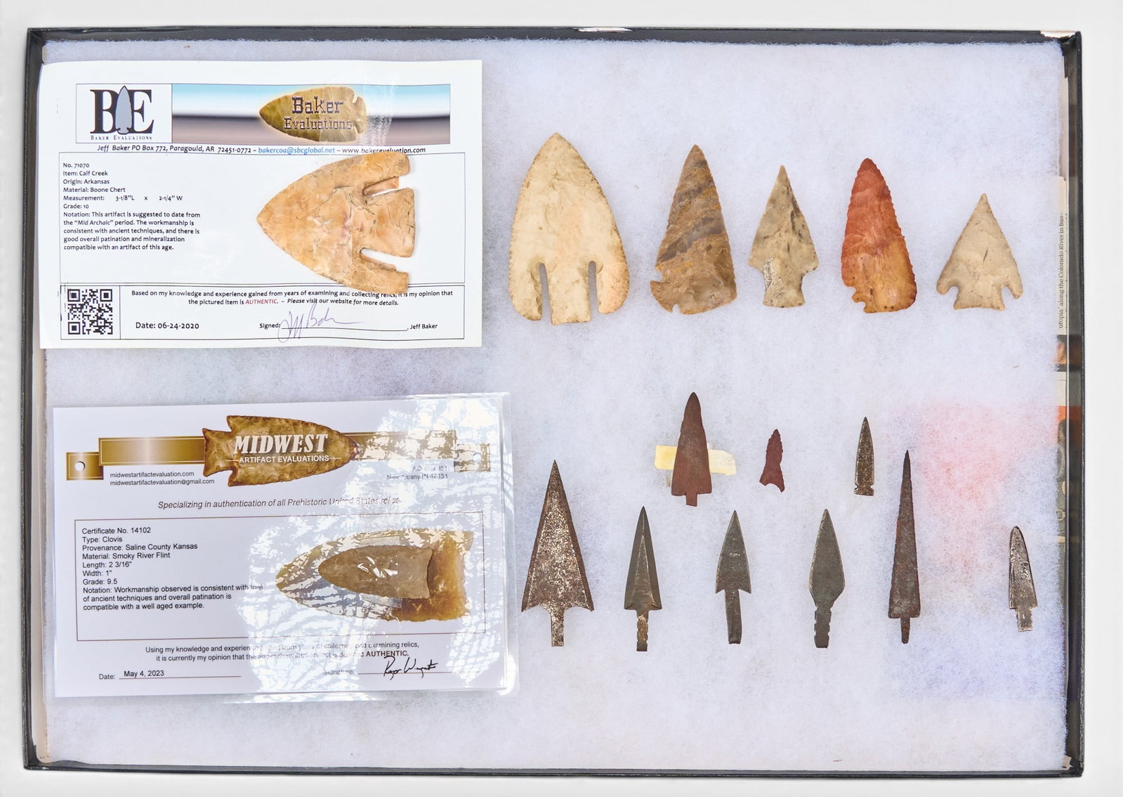 Framed Collection of (16) Projectile Points (1 of 2)