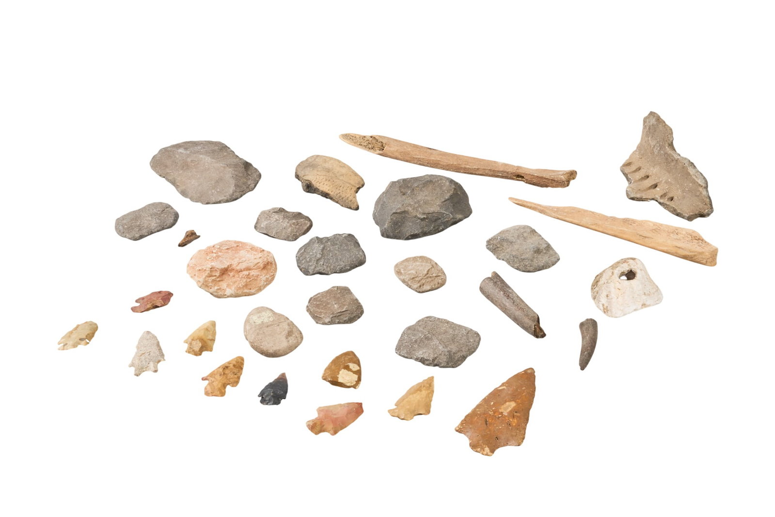 Collection of Projectile Points: Collection of stone tools and points height 5 in. x width 3 in. x depth 5 in. / largest Provenance: Property from a home in San Antonio, TX 