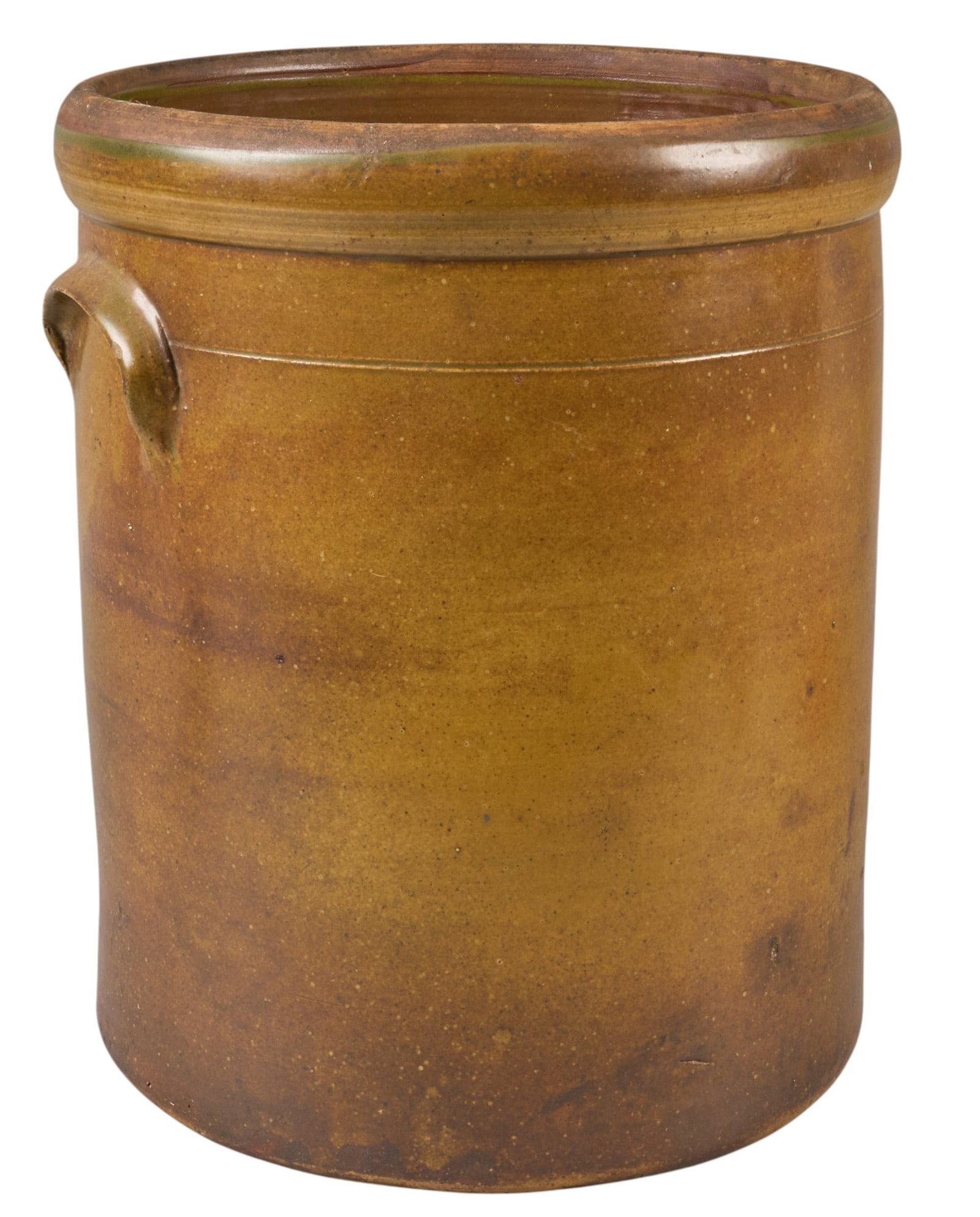 Meyer Pottery 5 Gal. Crock: Meyer Pottery (Atascosa, Texas) five-gallon crock height 14 in. x diameter 12 in. Provenance: Property from a home in San Antonio, Texas 