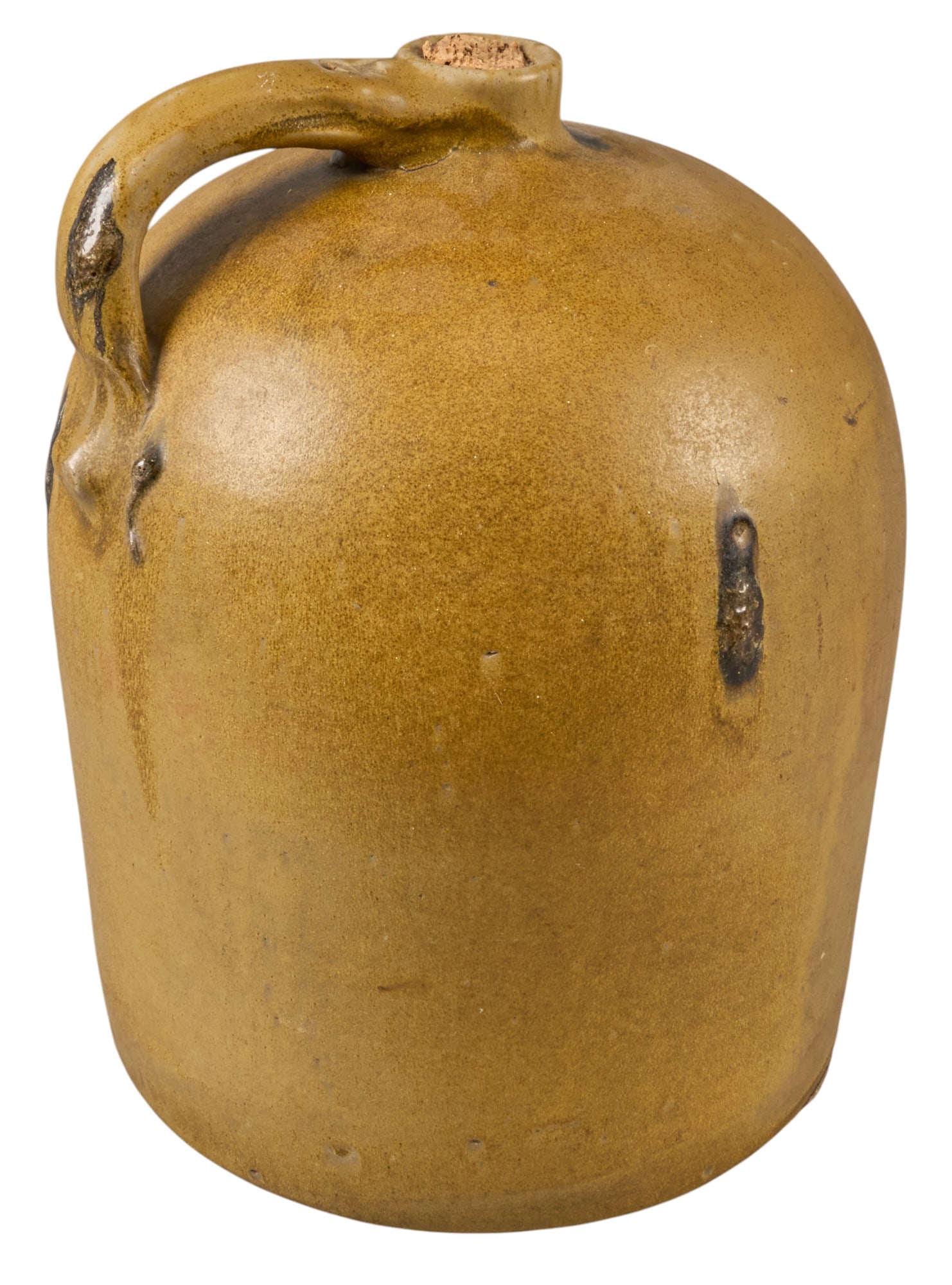 5 Gal. Early Texas Pottery Jug: Five-gallon early Texas pottery jug height 15 in. x width 5 in. x depth 10.5 in. Provenance: Property from a home in San Antonio, Texas 