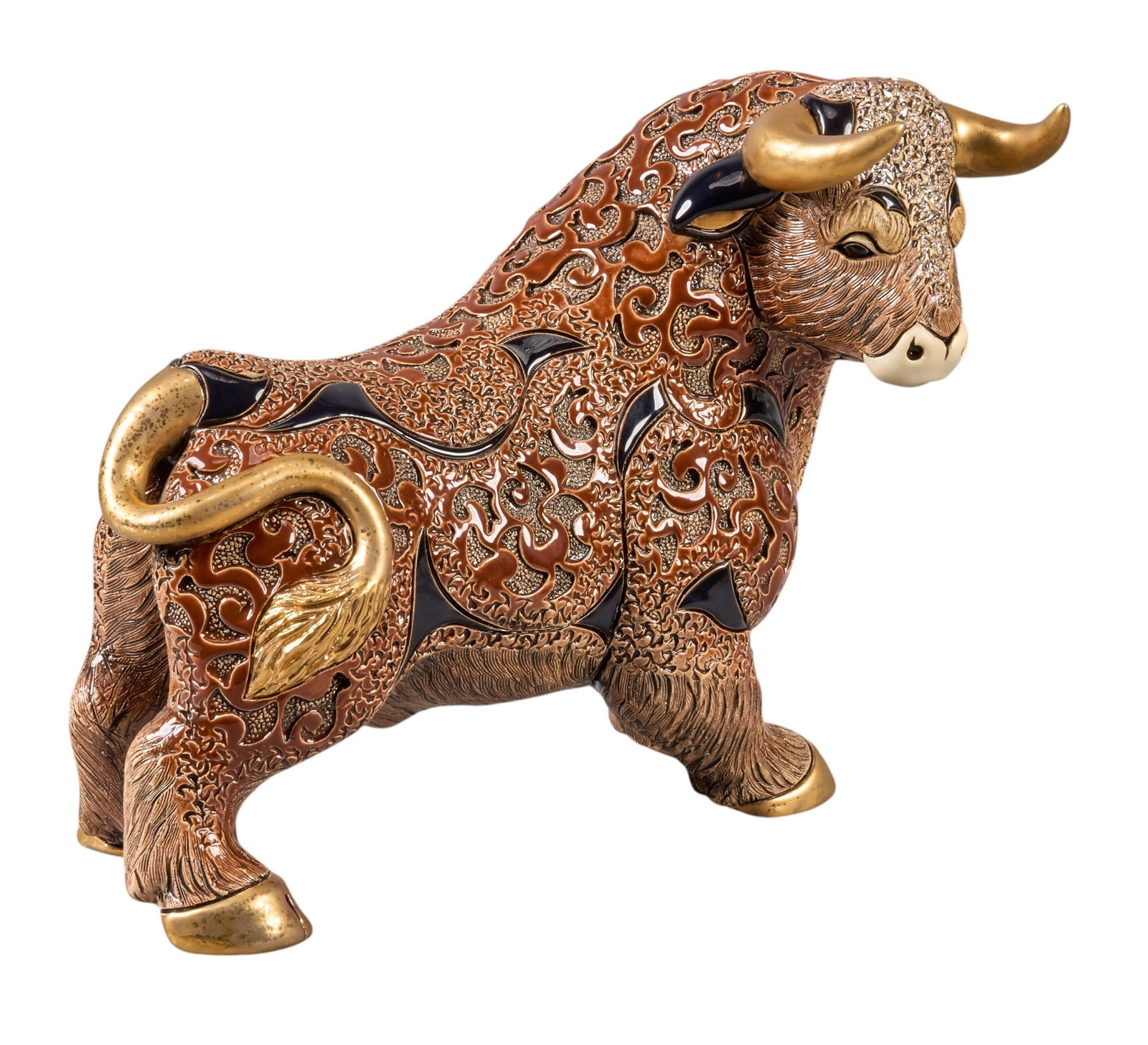 De Rosa, "Brave Bull": DeRosa Gallery (Canelones, Uruguay), "Brave Bull" sculpture, glazed and fired ceramic, limited edition 224/500 height 11 in. x width 13 in. x depth 7 in. Provenance: Property from a home in